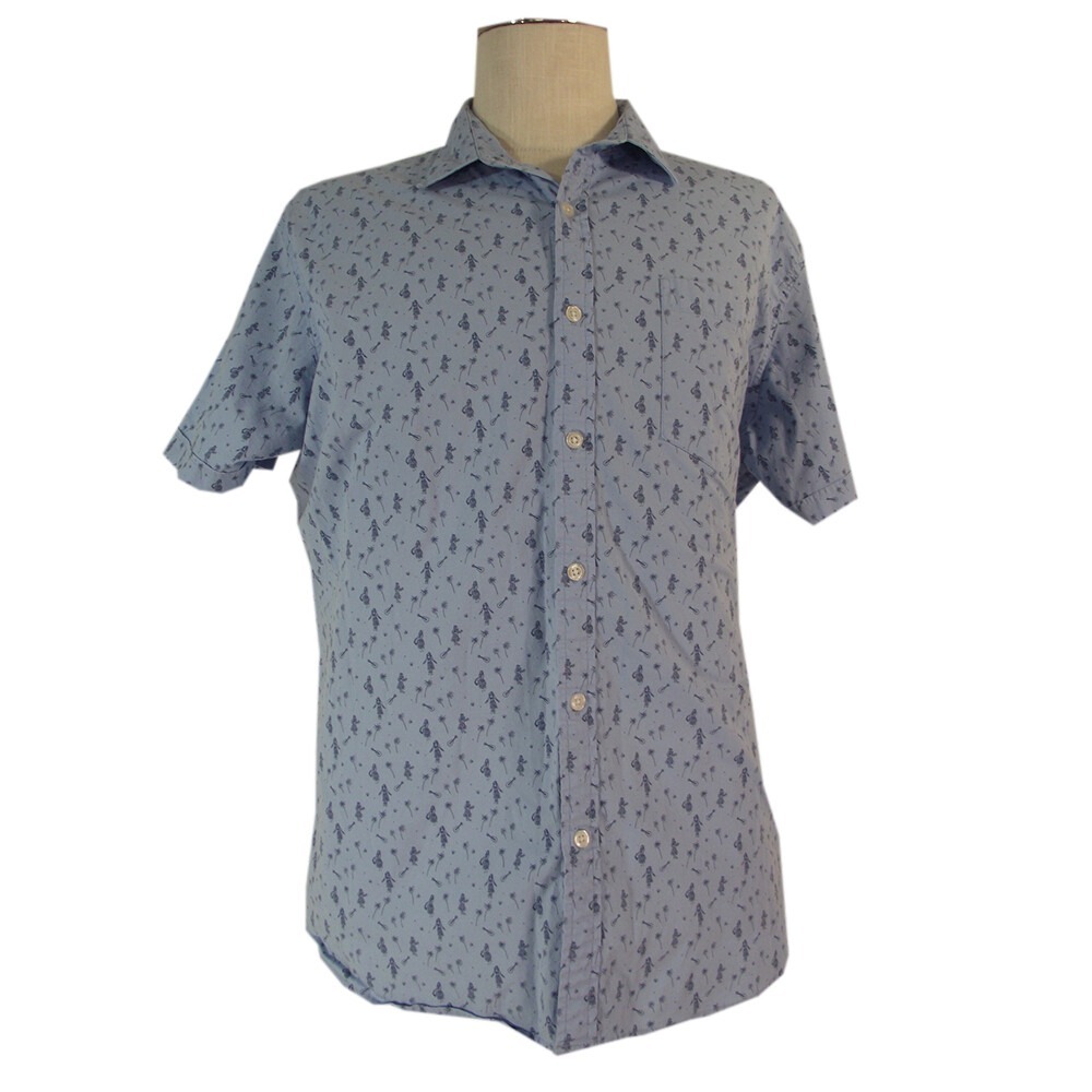 Apt. 9 Button Up Mens XL Blue Premier Flex Slim Hula Girl Tropical Short Sleeve